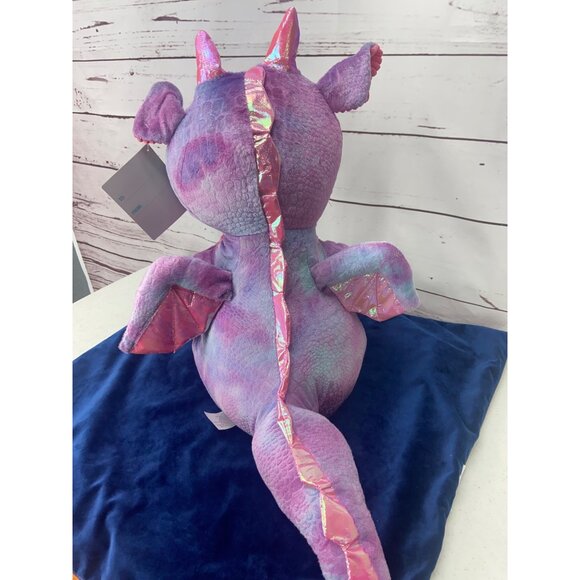 Hug Me Large Pink &‎ Purple Tie Dye Stuffed Dragon Plush - Picture 4 of 7